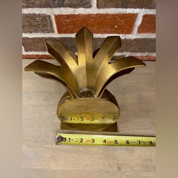 Vintage Hollywood Regency Style Brass Pineapple Bookend Library  8.5” - Picture 4 of 8